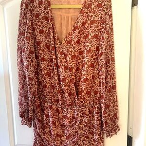 Ramy Brook silk long-sleeved mini dress ruched skirt